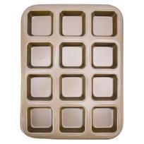 Mini Loaf Baking Pans 12 Cavity Brownie Baking Pan Carbon Steel Muffin Bakeware Cupcake Bread Divider Mold Gold