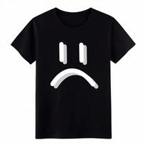 Unisex Edgy Sad Face Emoji Print Tee|Daily Errands & Street Style Casual T-Shirt S