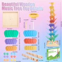 49PCS Wooden Marble Run Music Tree Montessori Toy Set, Color Sorting Marble Ball Run Learning Game for Kids, Birthday Girls Gift įvairiaspalvis