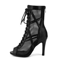 11CM Peep Toe Sexy High Top Jazz Pole Dance Shoes Women's High Heels Dance Shoes Rubber Soled High Heels 35 juoda