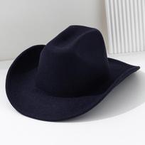 Unisex Plain Felt Western Cowboy Hat, European-American Style, Wide Brim, Curved Top Hat M (56-58cm) pilka spalva