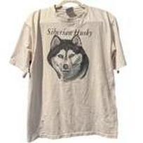 VTG SIBERIAN HUSKY Dog Art Graphic T-Shirt Single Stitch 90's Streetwear Large S