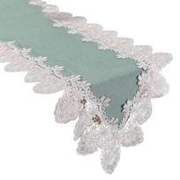 Dresser Scarf Laciness Ornamental Imitation Linen Decorative Anti-slip Table Runner Cloth Feast Supplies žalia