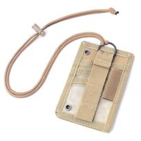 Nylon Lanyard Card Holder With Pen Slot Portable MOLLE ID Card Holder Water Resistant Tour Guide Badge Holder Travel Use chaki