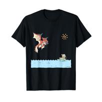 Monster Hunter Rathalos and Airou Bathing In the Sea T-Shirt S juoda