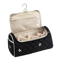 Large Capacity Quilted Hanging Cosmetic Bag with Multiple Compartments and Transparent Zipper Pocket for Travel and Home Storage One Size
