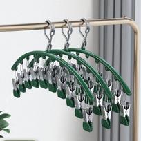 Stainless Steel Windproof Sock and Underwear Drying Rack with 18 Clips
