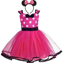 Mini Mouse Dress Set with Headband, Pink, 90 cm, for Kids 1-3 Years, Girls 100 cm