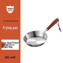 Lightweight Stainless Steel Non-Coated Frying Pan, Single Handle, Various Sizes for Egg Cooking