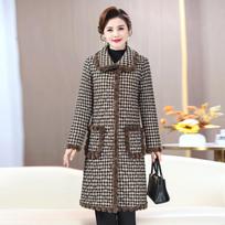 Floral Plaid Pom-Pom Long Cotton Padded Jacket for Middle-Aged and Elderly Women - Plus Size XL juodos languotos spalvos