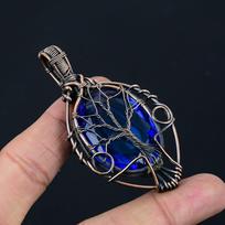 Tanzanito brangakmenio varinės vielos apvyniojimo rankų darbo pakabuko papuošalas Dovana Jai 3.03 Inches mėlyna