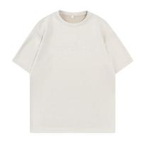 Retro Texture Suede Short Sleeved T-shirt for Both Men and Women, Spring and Summer Trendy Embroidered Letters High Street American T-shirt M dramblio kaulas