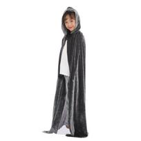 Helovinas vaikams Cosplay apsiaustas, surišamas gobtuvu, laisvas grindų ilgis, grynos spalvos unisex scenos pasirodymas, raganos kepuraitė 90 cm pilka