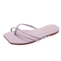 Women's Summer Large Size Flip Flops Flat Bottomed Slippers Casual Square Head Outdoor Beach Sandals Shoes 35-43 43 violetinė
