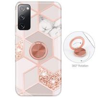 Silicone Case - BOOLING - for Samsung Galaxy S20 FE - Shockproof - Pink Marble - Stand Ring rožinė