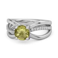 Peridot Infinity Pavé Split Band Ring - 925 Sterling Silver 11 balto aukso spalvos