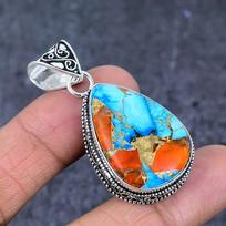 Natural Spiny Oyster Gemstone 925 Sterling Silver Jewelry Pendant 2.01  ET-4793