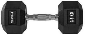 HMS hex Pro rubberized dumbbell 1 x 16 kg.