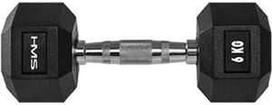 HMS Hex Pro rubberized dumbbell 1 x 6 kg.