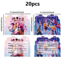 Tobulos 12 vnt. Kpop Demono Medžiotojų Temos Kvietimų Kortelės Vienpusės ir Dvipusės Mielos Animacinės Gimtadienio Šventės Kvietimų Kortelės Vaikams Gerbėjams