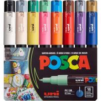 16pcs Uni Posca Markers - Coloring Markers 1M, Art Supplies for Rock Painting, Fabric Art - Paint Pens for School and Crafts