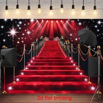 2D Glitter Red Carpet Stair Wall Tapestry, Celebrity Event Spotlight Backdrop for Parties 59x51.1inch/150*130cm red