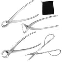 SHGO-Bonsai Tool Set 4 Pcs Heavy Duty, Trunk Splitter, Concave& Knob Cutter, Ashinaga Bonsai Scissors Kit With Storage Pouch