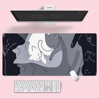 Kawaii Pink Cat Large Mouse Pad,cute Gaming Mouse Pad,pink Anti-slip Desktop Accessories,very Suitable for Gamers and Office Use 290X250X2MM tamsiai mėlyna spalva