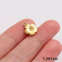 6pcs Wholesale Plant Charm Real Gold Plated Flower Tree Leaf Stainless Steel Charms For Jewelry Making Supplies Handmade Pendant