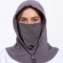 Windproof Balaclava Hat with Mask Cycling Mask Fashion Ear Protection Cap  Outdoor Sport Grey-B