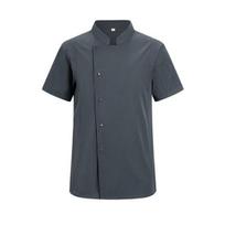 Chef Uniform Stand Collar Short Sleeve Chef Coat Single-Breasted Buttons Solid Color Workwear Professional Chef Apparel M pilka