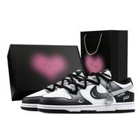 Nike Dunk Simple Book 1 Heart Box Abrasion Resistant Low top Skateboard Shoes Unisex Black Gray HF5441-100(Team773-1-) 42.5