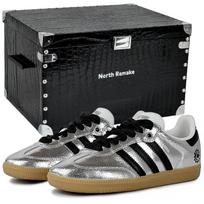 Adidas Originals SAMBA OG Wear resistant And Lightweight Low top Skateboard Shoes Women's Silver Black JR0035(Team96-S-BOX) 37⅓