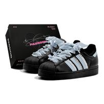 Adidas Originals Superstar 2 Romantic Favor, Blue Shimmer Lace, Girly, Refreshing Low top Skateboard Shoes Unisex JH9977(TeamS2-S-BOX) 35⅔
