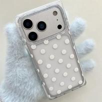 iPhone 15 ProMax Case: Transparent Square Design with Colored Polka Dots, Drop Protection 17