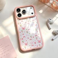 Floral Butterfly Transparent Phone Case for iPhone 14/15/16/17 Pro Max - Premium Full Coverage Design for Women Apple 17 Pro