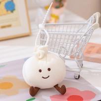 Plush Dumpling Keychain Soft Mini Stuffed Animal Toy Cute Collectible Gift For Kids Decor White Steamed Buns