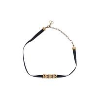 DIOR J'Adior Choker raidės logotipas karoliai moteriški juodas auksas F originalioje dėžutėje ir maišelyje (atsitiktinis pakuotės stilius) juoda