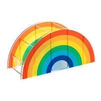 Acrylic Rainbow Pen Holder Colorful Makeup Brush Storage Rack Stationery Organizer Stand  School įvairiaspalvis