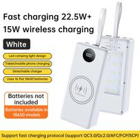 Detachable DIY 16*18650 Shell Mobile Power Bank Kit QC3.0/0C2.0/AFC/FCP/SCP 22.5W+15W Fast Charging With LED Light