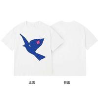 Peace Dove Print American Casual 2026 Summer LooseFitting Pure Cotton Roundneck Unisexs ShortSleeved TShirt 3XL
