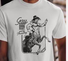 Vintažiniai Gėjų Rodeo Naktis Seksualus Kentauras Kaubojus Pop Medvilnė Unisex Marškinėliai 3XL