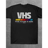 Men'S Retro VHS Film Inspired T-Shirt 1970S Design Declaring The Future Is Here Black Tee White Lettering for Film Lovers S juoda
