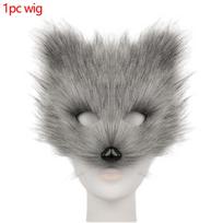 Halloween Half Face Plush Mask Artificial Fox Mask Supplies Horror Cosplay Props Carnival Cos Unisex Colorful Fox Mask For Gifts