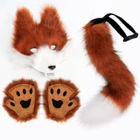 Simuliuotas vilko kaukės uodegos letenų Cosplay kostiumas Gyvūno vilko uodegos ausų letenų rinkiniai Aksesuarai Helovino vakarėlio kostiumai one size&Animals brown