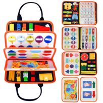 Educational Montessori Busy Board for Ages 3-6 - Sensory Toy for Early Learning  Fine Motor Skills Development oranžinė
