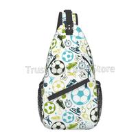 Soccer Ball Print Sling Bag Cool Football Art Pattern Crossbody Backpack Casual Chest Bag Lightweight Daypack for Travel Sports