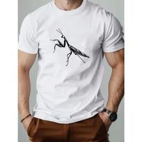Men'S Summer Casual T-Shirt with Praying Mantis Print | Crew Neck, Slight Stretch Fabric, Perfect for Beach, Weekend, Sports, Running, Training L