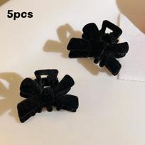 5pcs New Velvet Bow Princess Head Grab Clip Black Headwear Side Clip Hairpin Trumpet Bangs Hair Clip Women Girls 5PCS juoda