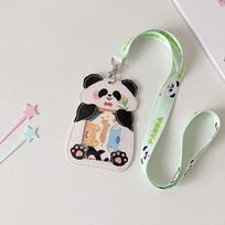 Cute Cartoon Animal Card Holder PU Leather Badge Holder Photocard Holder With Lanyard Waterproof Photo Protector Case